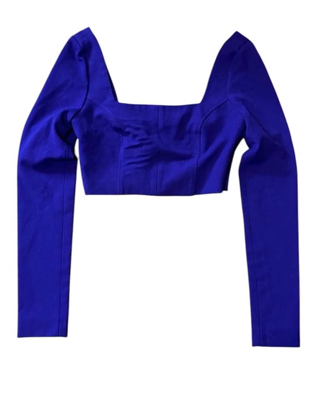 Zara Deep Purple Long Sleeve Square-Neck Crop Top Womens size XS